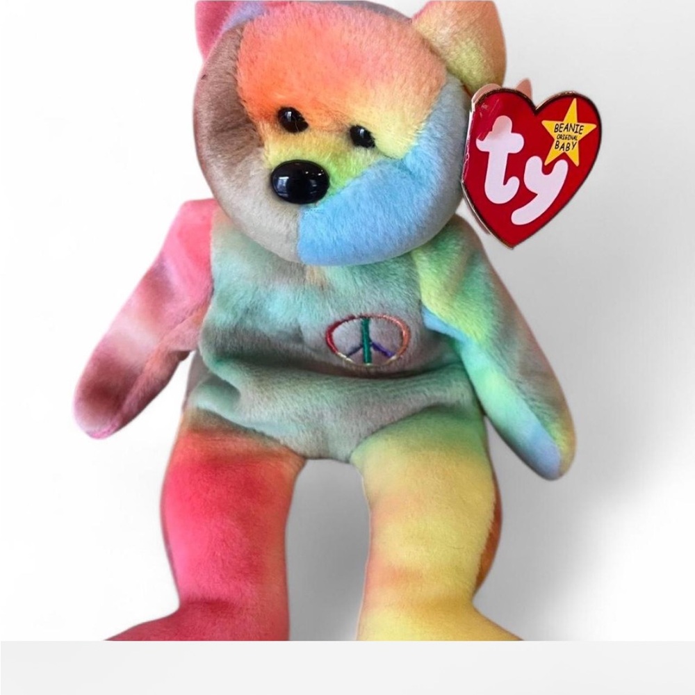 Vintage Ty Rainbow Peace Bear Plush Toy